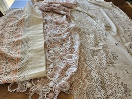 3- Vintage Salvaged Lace Curtain Scrap Beautiful Pieces For Sewing Or Cr... - $10.00