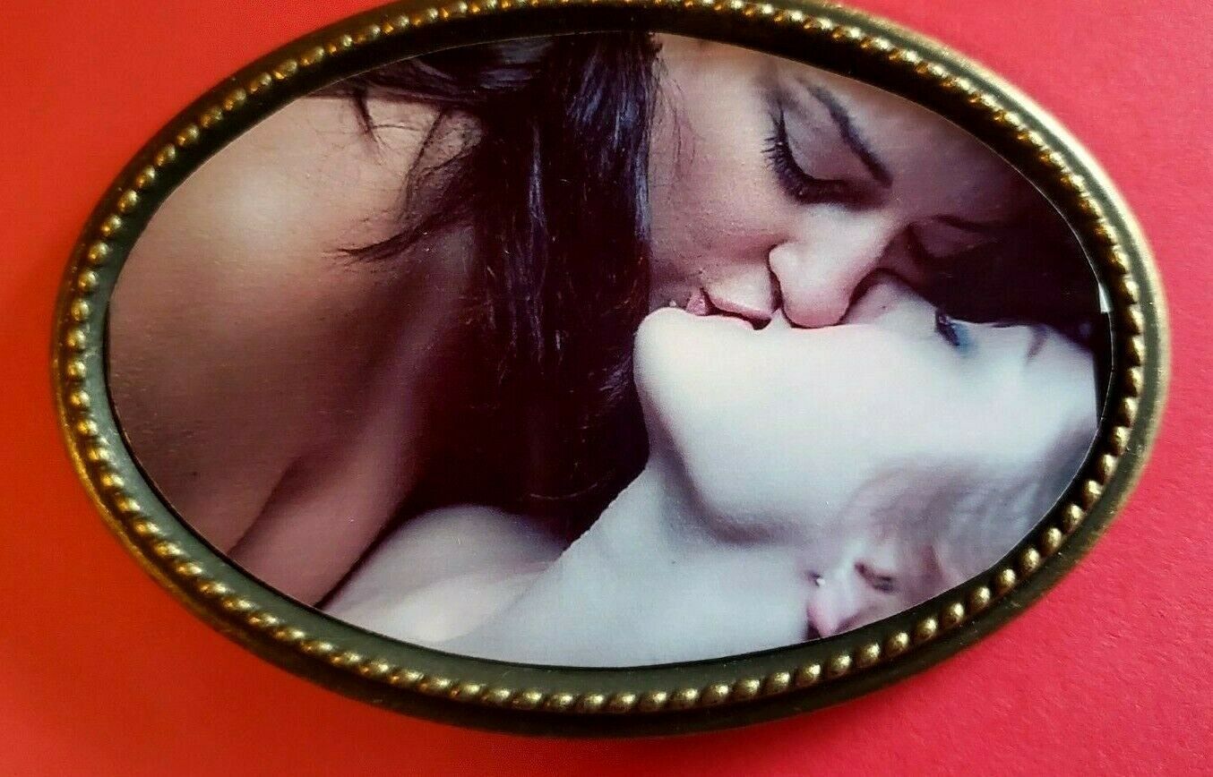 TWO WOMEN KISS Erotic Scene Epoxy Buckle = excellent quality - $17.81
