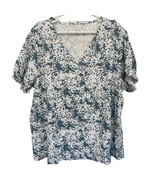 Shein Curve Top Blouse Blue White Floral Plus Size 4X - $17.37