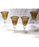 ARTLAND 8.375&quot; Wine Water Goblet FIZZ AMBER Hand Blown Seeded Bubbles - ... - €38,64 EUR