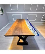 HANDI STONE Epoxy Square Table (Top and Base Both) Natural Wood Table, W... - $575.00
