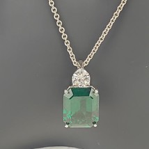 Elizabeth Taylor Faceted Green CZ Enhancer Pendant 20” Necklace Missing A Stone - $136.04