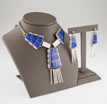 Navajo Lapis lazuli Sterling Silver Necklace &amp; Matching Earrings by J. C... - $1,781.93