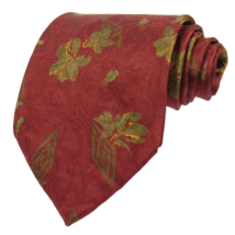 Ermenegildo Zegna Men&#39;s Silk Tie Large Floral Pattern Made in Italy Brick Red - £14.94 GBP