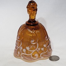 Vintage Fenton Lily Of The Valley Amber Opalescent Glass Bell 4x5.25” EUC - £18.27 GBP