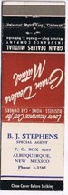 Matchbook Cover BJ Stephens Albuquerque New Mexico Grain Dealers Mutual - £2.26 GBP