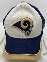 NFL Reebok St Louis Rams Fitted Cap Hat White Blue Gold Logo One Size - $20.79