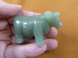 Y-COW-710) green Aventurine COW dairy gemstone figurine CARVING stone lo... - $17.53