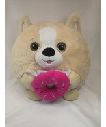 Hug Fun Round Chubby Stuffed Animal Corgi Dog Holding Pink Doughnut - $26.02 CAD