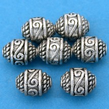 Bali Barrel Rope Antique Silver Plated Beads 10.5mm 16 Grams 7Pcs Approx. - £5.49 GBP