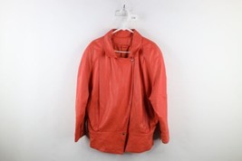 Vtg 90s Streetwear Womens L Distressed Soft Leather Oversized Bomber Jac... - £77.83 GBP