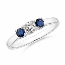 ANGARA Round Diamond Sapphire Three Stone Ring in 14K Gold (IJI1I2, 0.51... - $896.72