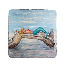 Betsy Drake Mermaid on Log Coaster Set of 4 - £27.75 GBP