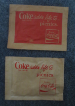 2 Coke adds life to  picnics Enjoy Coca Cola Towlette Wash&#39;n Dri Red  &amp; ... - £1.58 GBP