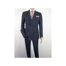 Men Suit BERLUSCONI Turkey 100% Italian Wool 180's Double Breasted #Ber32 Navy image 3