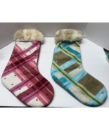 Old Navy Set of 2 Pink &amp; Blue 22&quot; Long Christmas Stockings - $272.76 MXN