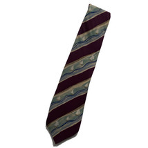 HUGO BOSS Mens Tie Neck Tie 100% Silk  Burgundy Multicolor  Striped Sailboats - $12.47