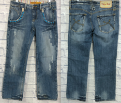 Womens Vigoss Distressed Size 29 Stretch Denim Blue Jeans - $17.34