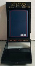 Zippo 220ZB Blue Matte Zippo Border Lighter Original Box - Manufactured VII - £23.67 GBP