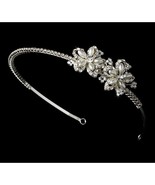 Elegant Crystal and Pearl Flower Headband with Side Accent Bridal Headbands - $28.05