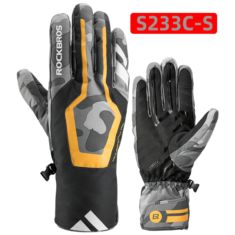 ROCKBROS Warm Moto Gloves Winter Windproof Waterproof Motorcycle MTB Bike Gloves - £221.98 GBP