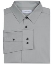 Calvin Klein SILVER METAL Big Boys Slim Fit Solid Stretch Poplin Shirt, US 14 - £13.44 GBP