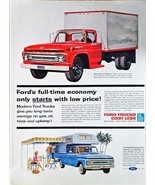 FORD TRUCKS - RED - Full Time Economy - Camping - 1961 Vintage Print Ad - $16.65