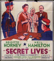 SECRET LIVES (1938) Brigitte Horney &amp; Neil Hamilton WWI Spy Drama UK 12-Sheet - £386.62 GBP