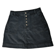 Free People Womens Denim A Line Skirt Size 25 Black Buttons Casual - $33.66