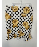 New York Clothing Co. Black Dot Gold Floral Knee Length Pleated Hem Size XL - $34.03 CAD