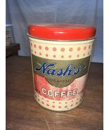 Rare NASH&#39;s Toasted Coffee Tin 1 Pound Red Dot Cannister Paper Label Ste... - $29.99