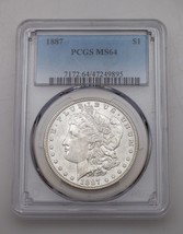 1887 $1 Silver Morgan Dollar Graded by PCGS as MS-64! Nice White Color - £194.75 GBP
