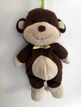 Carters Musical Monkey Plush Stuffed Animal Brown Tan Green Bow Rock a B... - £34.98 GBP