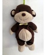 Carters Musical Monkey Plush Stuffed Animal Brown Tan Green Bow Rock a B... - £35.02 GBP