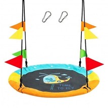 40 Inch Indoor Outdoor Flying Saucer Tree Swing with Hanging Strap - Color: Ora - £73.26 GBP