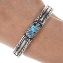 6.25&quot; Alex Horst High Grade Spiderweb turquoise heavy stamped sterling bracelet - £356.11 GBP