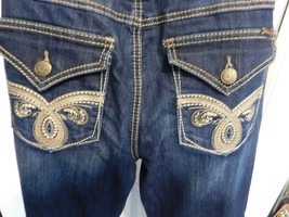 SEVEN 7 Blue Jeans Embroidered Embellished sz 12 Boot Cut Thick Double Stitched  - £23.39 GBP