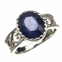 925Sterling Silver Handmade Certified 6 CT Sapphire Engagement/Anniversary Ring - £42.33 GBP