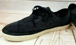 Toms Paseo Sneakers Black Washed Canvas Men&#39;s 10 Lace Up Boat Shoe 10009847 - $23.70