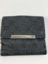 Authentic GUCCI Bifold Wallet Purse GG Canvas Leather 112664 Black - £73.78 GBP