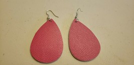 Faux Leather Dangle Earrings (new) HOT PINK #159 - £4.11 GBP