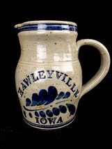 Hawleyville Iowa Pitcher  1972 Stoneware Pottery Cobalt Gray Handmade 6-1/2&quot; - £29.76 GBP