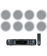 Rockville 1000w Amplifier+(8) 5.25&quot; White Ceiling Speakers For Restauran... - £344.57 GBP