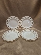 4 Vintage Anchor Hocking Old Colony Scalloped Lace Edge Milk Glass 8” Pl... - $35.75