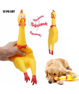 12 Pc Lot Shrilling Rubber Chicken Fun Pet Dog Chew Squeeze Screaming To... - £59.46 GBP