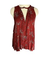 Free People Maroon Trapeze Mini Dress Medium Sleeveless Shift Boho Flora... - $183.60 MXN