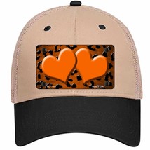 Orange Black Cheetah Hearts Oil Rubbed Novelty Khaki Mesh License Plate Hat - £23.17 GBP