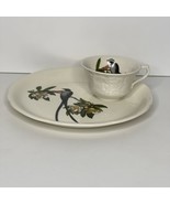 Alfred Meakin Plate Cup Snack Set Audubon Society Birds Fork Tailed Flyc... - $55.33 CAD