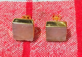 wholesale Handmade Brass Gemstone Jewellery, Natural Rose Quartz Earrings, Stud  - £12.50 GBP