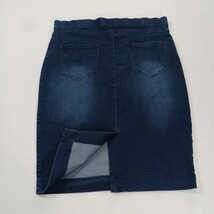 One 5 One MS14252Z Women's Blue Cotton Blend Stretch Denim Slit Skirt Size Large image 12